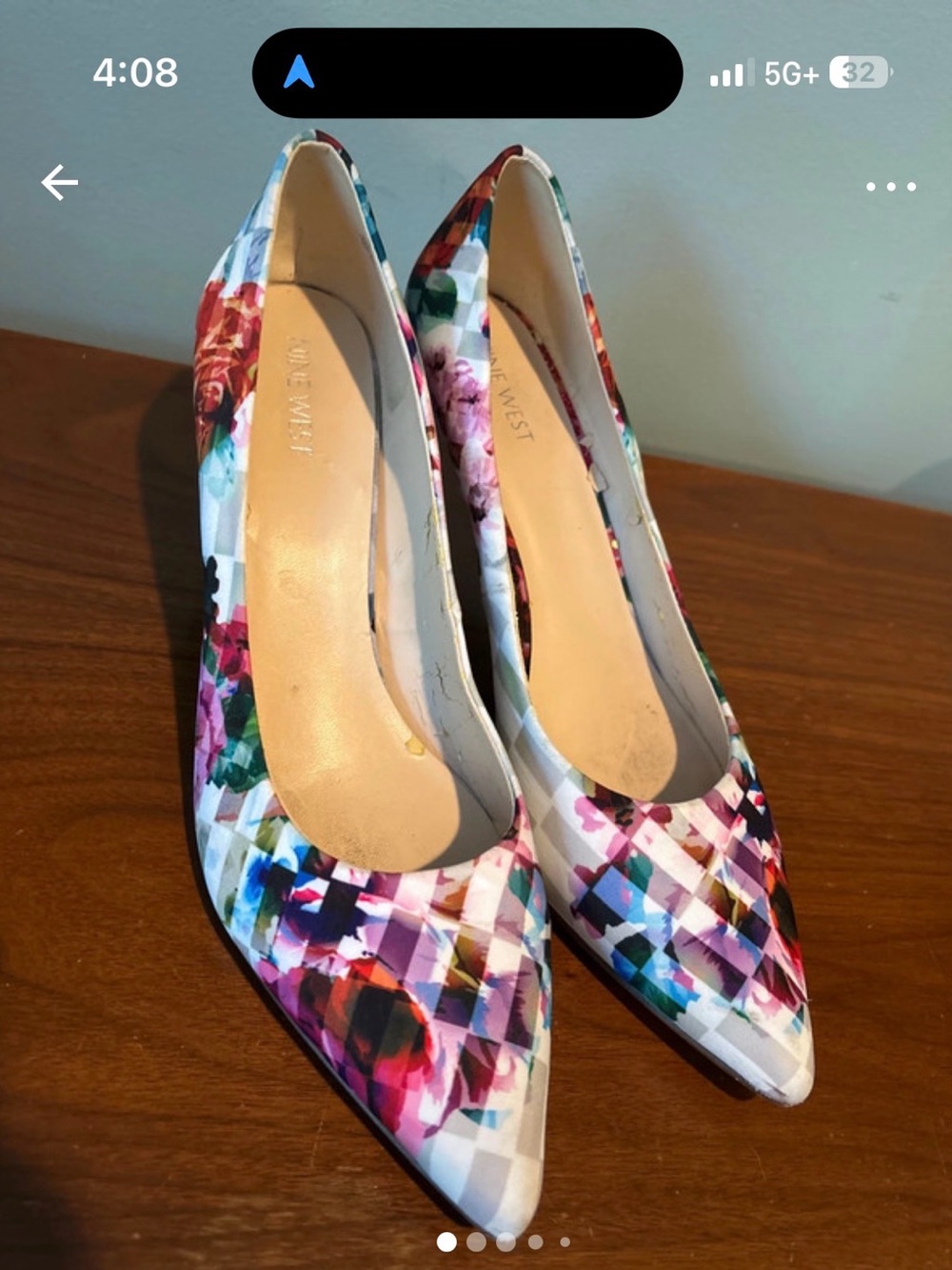 Nine West White Multicolor Floral Pointed-Toe Pumps